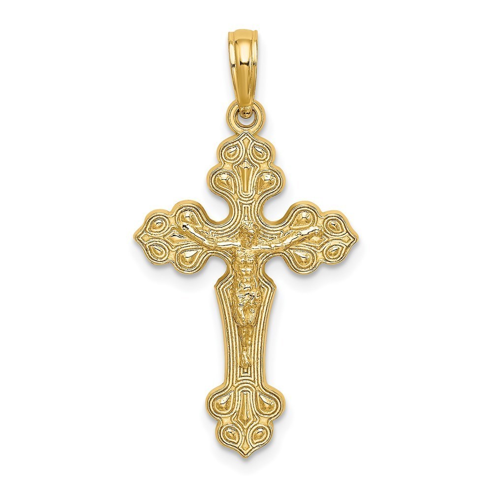 Million Charms 14K Religious Crucifix W/ Fancy Tips Necklace Charm Pendant